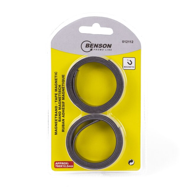 Benson Flexibele magnetische tape - zelfklevend - 12,5 mm x 760 mm - 2 rollen