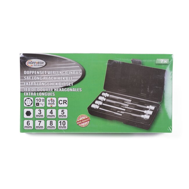 Hofftech Verlengde doppenset inbus - 7 maten - CRV materiaal - 110 mm lengte - 7-delig