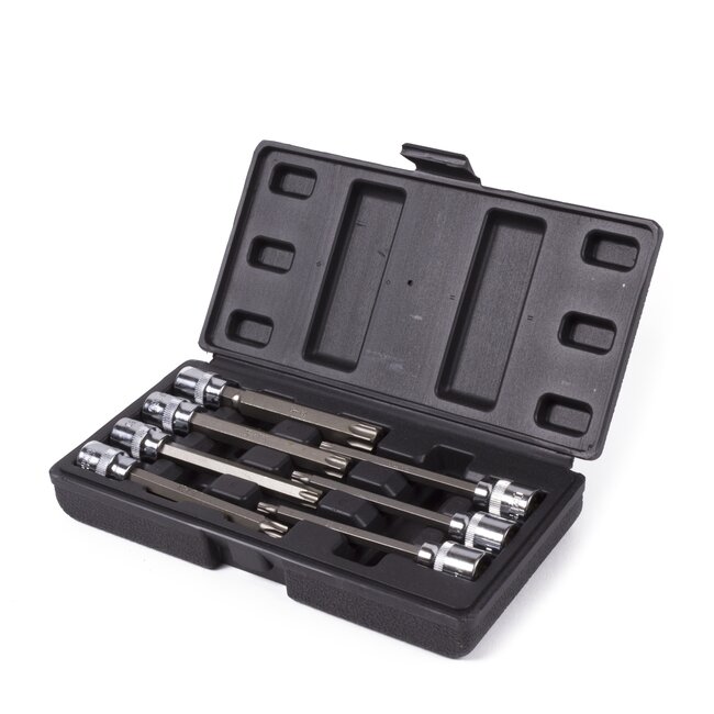 Hofftech Verlengde Torx doppenset - 7-delig - 100 mm - Chroom-vanadiumstaal - Inclusief opbergdoosje