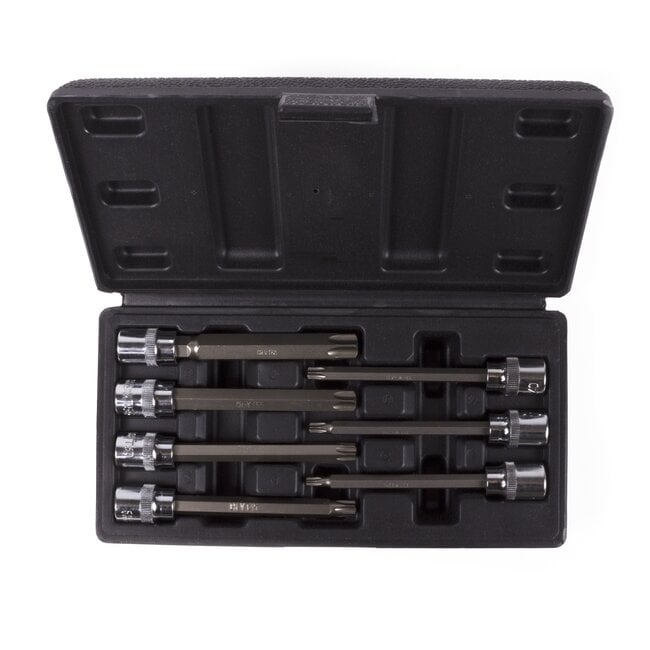 Hofftech Verlengde Torx doppenset - 7-delig - 100 mm - Chroom-vanadiumstaal - Inclusief opbergdoosje
