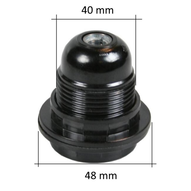 Benson Zwarte E27 fitting - buitendraad - inclusief 2 ringen - duurzaam en stijlvol