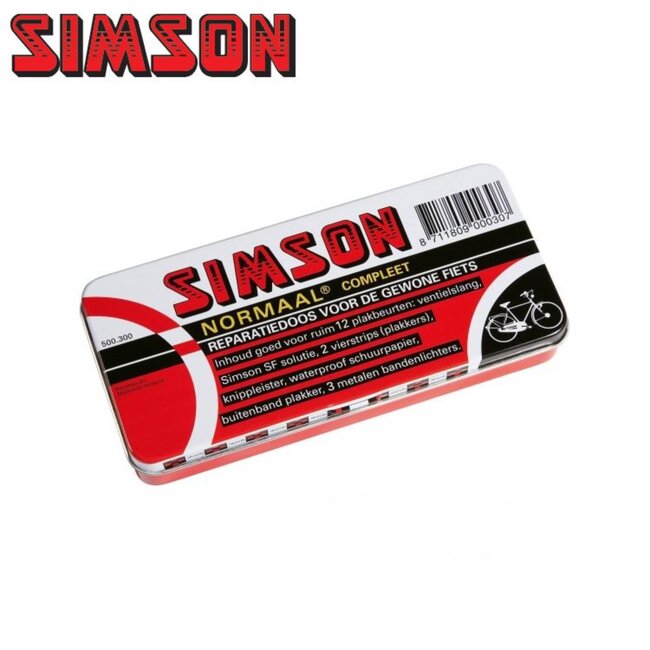 Simson Complete bandenreparatieset - 7-delig - geschikt voor alle fietsen - compact formaat - 12 plakbeurten