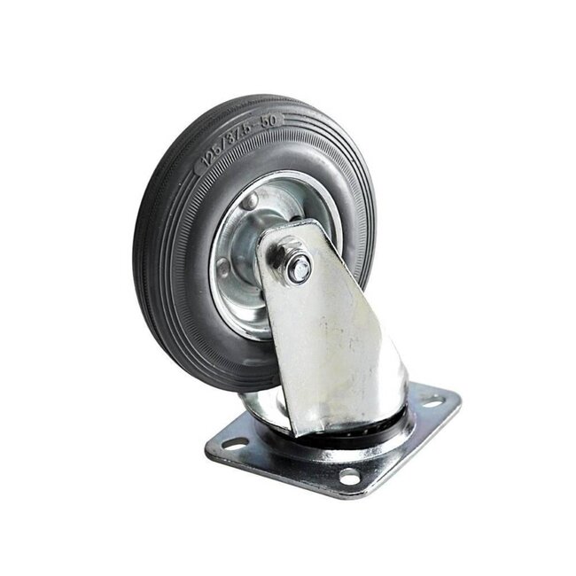 Benson Zwenkwiel - Ø 125 mm - Massief rubber - Lichtmetalen velgen - 100 kg belasting