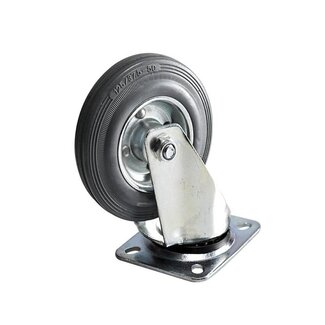 Benson Zwenkwielset - Ø 125 mm - Massief rubber - 100 kg belasting - 4 stuks