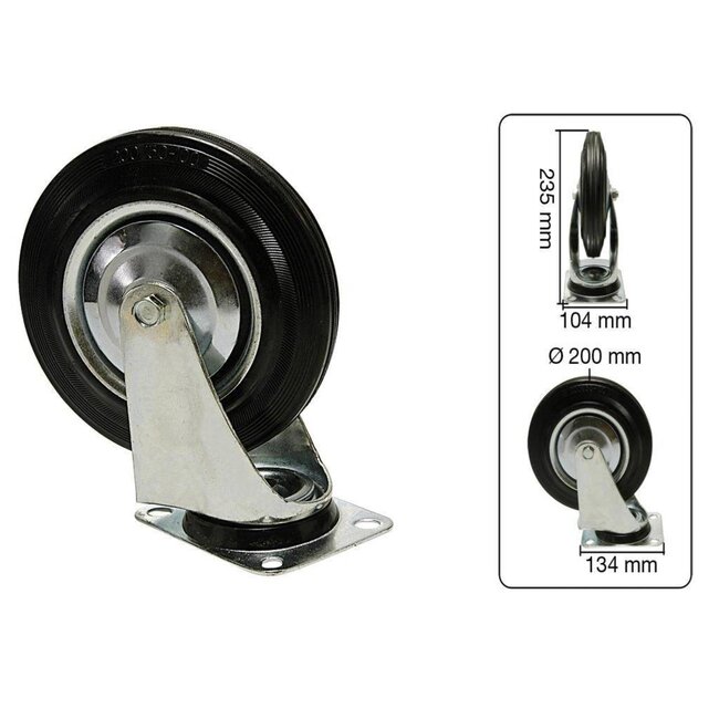 Benson Zwenkwielen - Ø 200 mm - Hoog draagvermogen - Set van 2 - Verzinkt staal