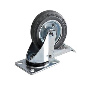 Benson Set zwenkwielen met rem - massief rubber - 100 mm - 70 kg - 4 stuks