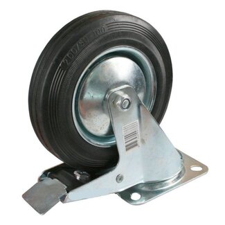 Benson Zwenkwiel met rem - Ø 160 mm - Draaglast 130 kg - Slijtvast rubber - Verzinkt staal Benson Zwenkwiel met rem - Ø 160 mm - Draaglast 130 kg - Slijtvast rubber - Verzinkt staal