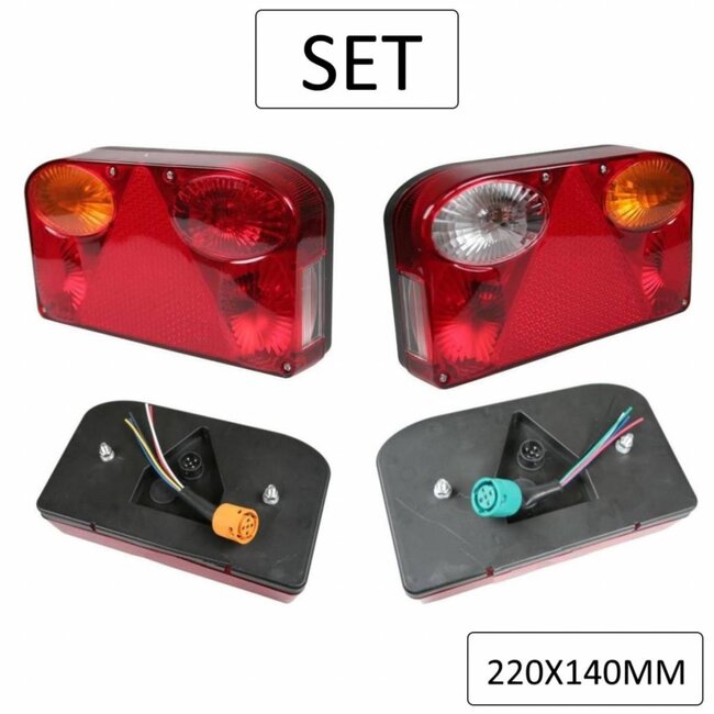 Benson Caravan achterlicht set - rood-wit - met kabel - 220 x 140 cm - eenvoudig te installeren