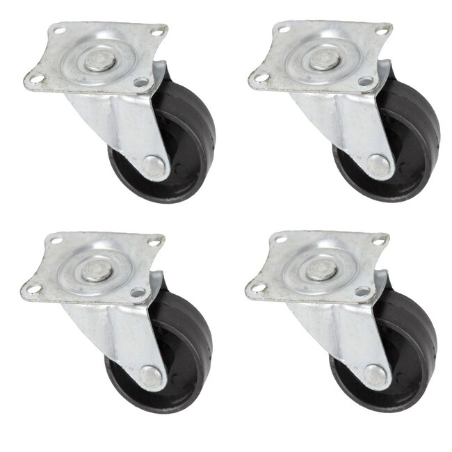 Benson Zwenkwielen - Ø 40 mm - Zwart - Max. belasting 25 kg - Set van 4