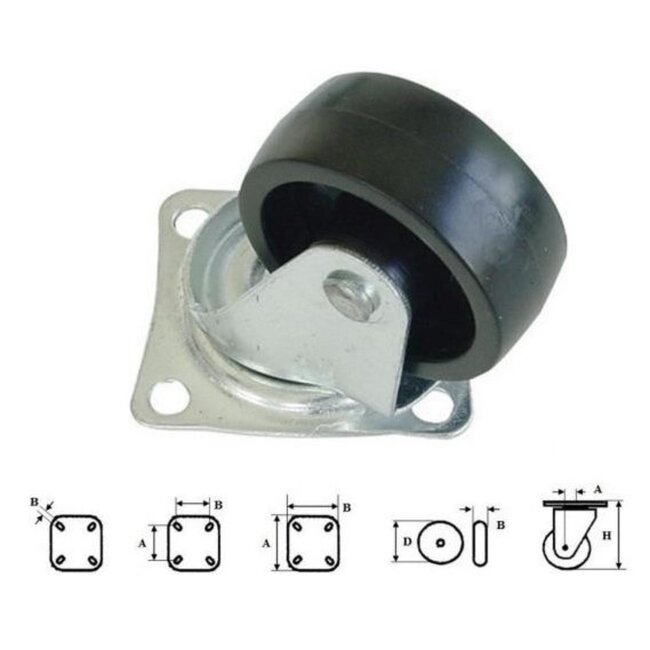 Benson Zwenkwielen - Ø 40 mm - Zwart - Max. belasting 25 kg - Set van 4