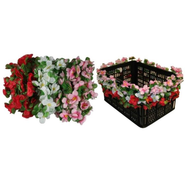 Benson Bloemenslinger voor fiets - vrolijk en kleurrijk - 165 cm - rood