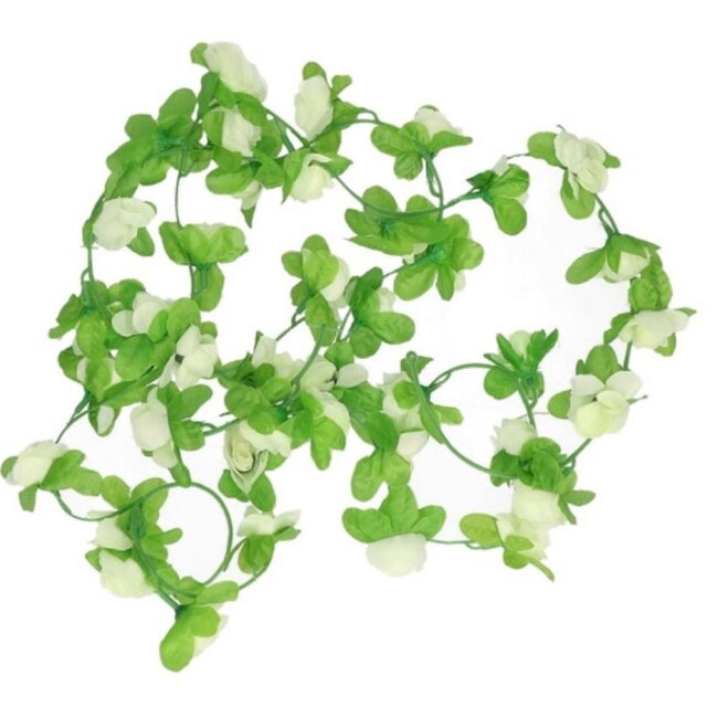 Benson Vrolijke witte bloemenslinger voor fiets - 165 cm - Eenvoudig te bevestigen