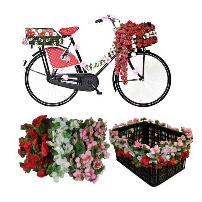 Benson Vrolijke witte bloemenslinger voor fiets - 165 cm - Eenvoudig te bevestigen