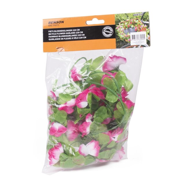 Benson Fiets bloemenslinger - vrolijke decoratie - 165 cm - roze