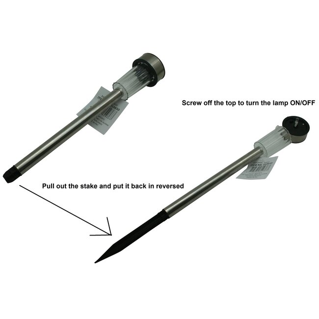 Benson Solar tuinlamp - RVS - 36 cm - wit licht - set van 12