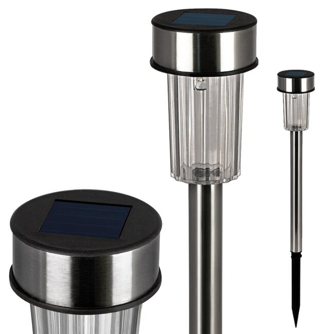 Benson Solar tuinlamp - RVS - 36 cm - wit licht - set van 12