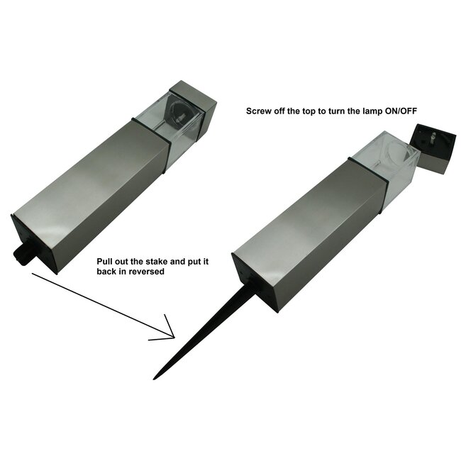 Benson Solar tuinlamp - RVS - Automatisch - 36 cm - Zilver/Zwart