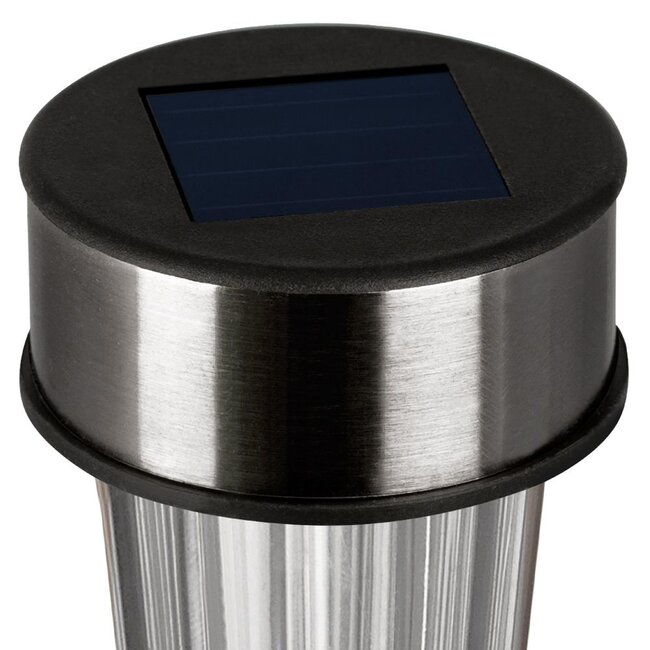 Benson Solar tuinlamp - RVS - Automatisch - 36 cm - Zilver/Zwart
