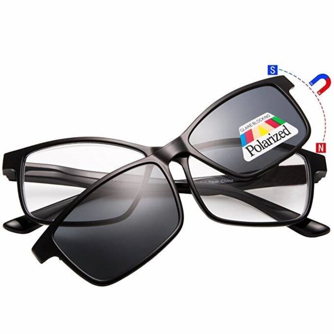 Benson Leesbril met magnetische zonneclip - zwart - sterkte +1.00 - lichtgewicht