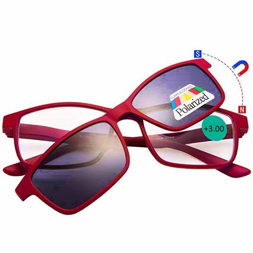 Benson Leesbril met Magneet Zonnebril - Rood - Sterkte +1.00 Benson Leesbril met Magneet Zonnebril - Rood - Sterkte +1.00