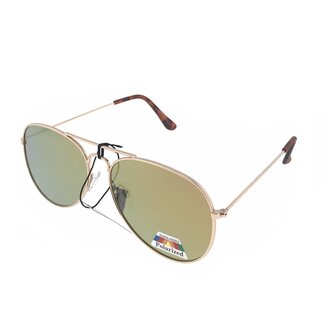 Benson Gepolariseerde piloten zonnebril - mat goud - oranje glazen - 58 mm