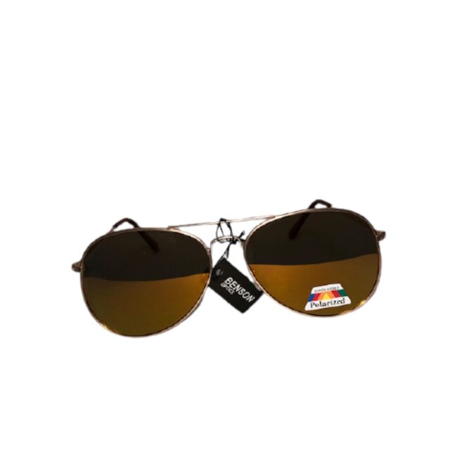 Benson Gepolariseerde piloten zonnebril - mat goud - oranje glazen - 58 mm