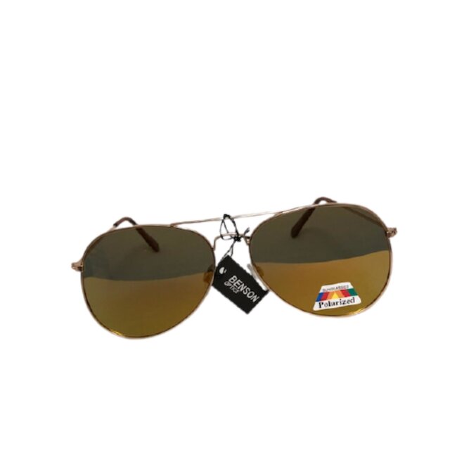 Benson Gepolariseerde piloten zonnebril - mat goud - oranje glazen - 58 mm