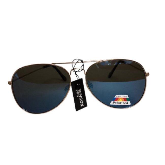 Benson Gepolariseerde piloten zonnebril - mat goud - blauwe glazen - 58 mm