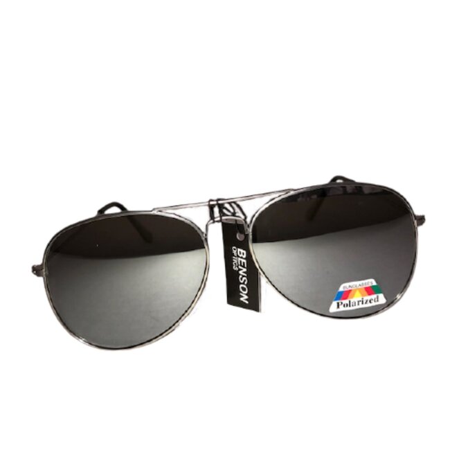 Benson Piloten zonnebril - Gepolariseerd - Gouden frame - Grijze glazen - 58 mm