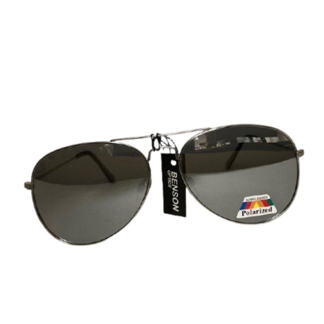Benson Piloten zonnebril - Gepolariseerd - Gouden frame - Grijze glazen - 58 mm