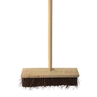 Benson Straatbezem - Houten Steel - Natuurvezel Haren - 45 cm Breed - 140 cm Lang