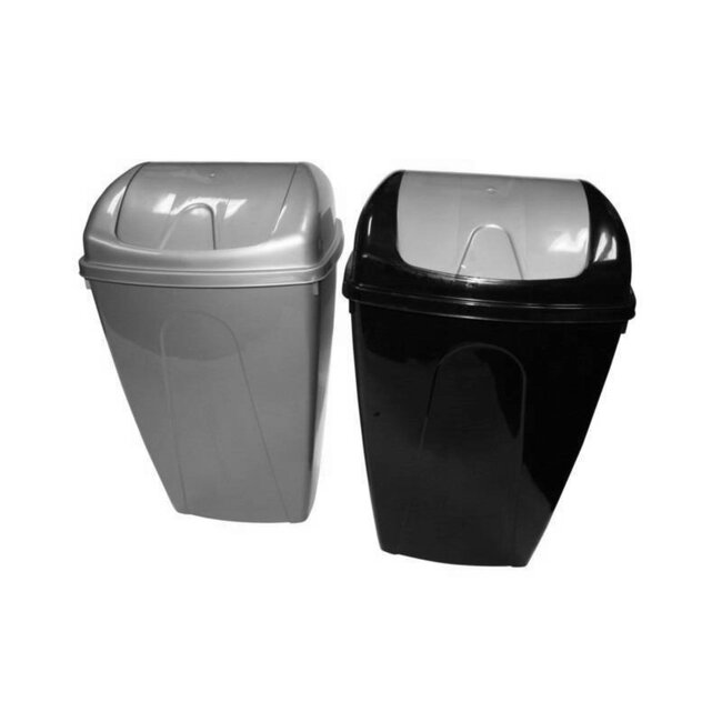 Benson Stijlvolle afvalbak met tuimeldeksel - 25 liter - zwart of zilver