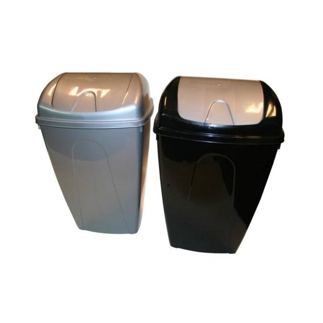 Benson Stijlvolle afvalbak met tuimeldeksel - 25 liter - zwart of zilver