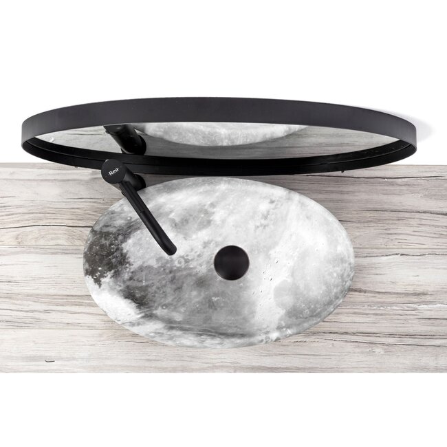 REA Ovale opzetwastafel - Stonelook - 49x31x13,5 cm - Lichtgrijs - Keramiek