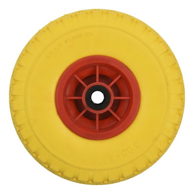 ProPlus PU reservewiel met kunststof velg - anti-lek - Ø 254 x 80 mm - asgat Ø 21 mm - geel/rood