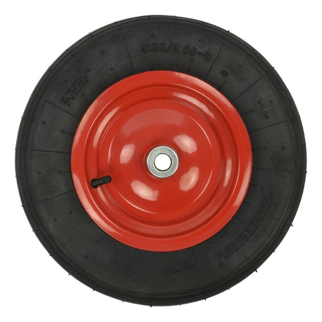 ProPlus Kruiwagenwiel - Luchtband met metalen velg - Ø 370 mm - Asgat Ø 20 mm - Zwart/Rood