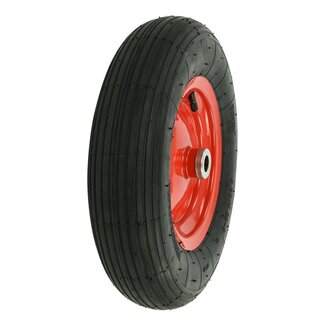ProPlus Kruiwagenwiel - Luchtband met metalen velg - Ø 370 mm - Asgat Ø 20 mm - Zwart/Rood