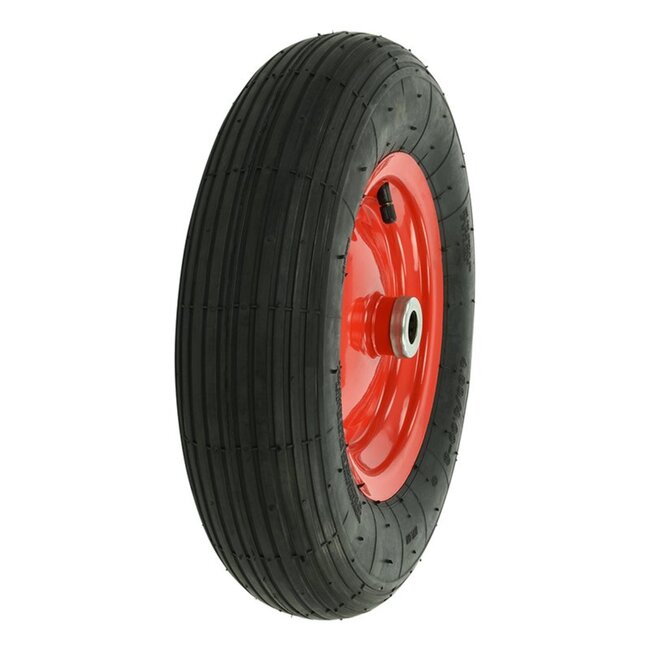 ProPlus Kruiwagenwiel - Luchtband met metalen velg - Ø 370 mm - Asgat Ø 20 mm - Zwart/Rood
