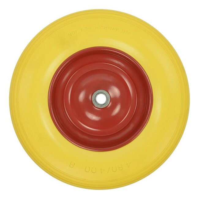 ProPlus Kruiwagenwiel - Lekvrij PU band - Metalen velg - Ø 396 x 87 mm - Geel/Rood