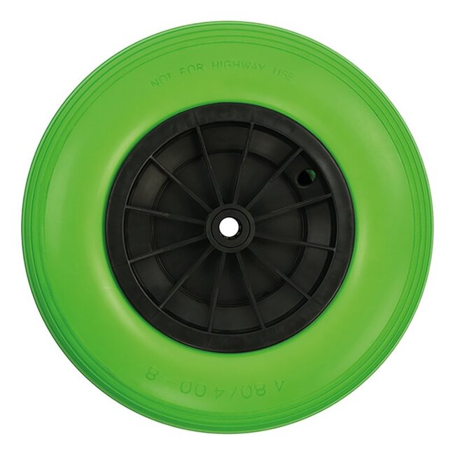 ProPlus Kruiwagenwiel - Lekvrije PU band - Kunststof velg - Ø 396 x 87 mm - Groen/Zwart