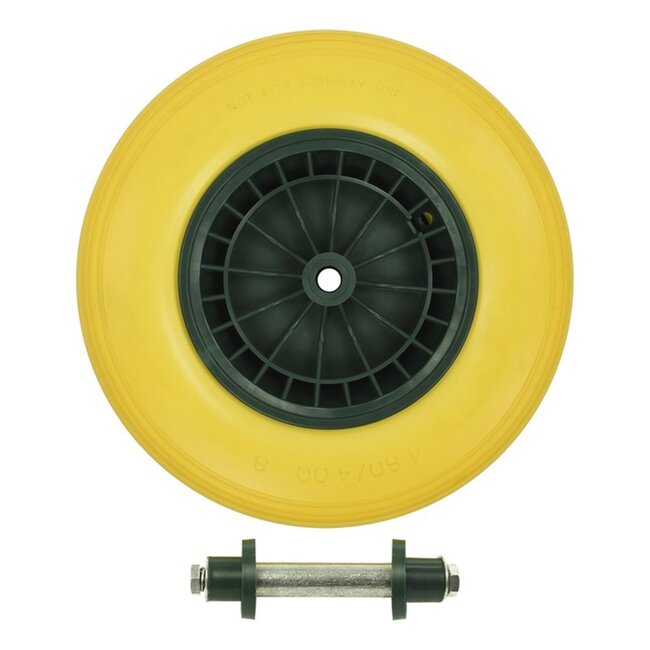 ProPlus Kruiwagenwiel - PU band - Kunststof velg - Ø 396 mm - Inclusief as