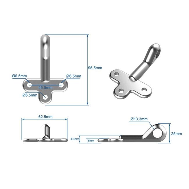 ProPlus Opschroefoog - Staal - 10 cm - Zilver - Voor deuren en achterkleppen