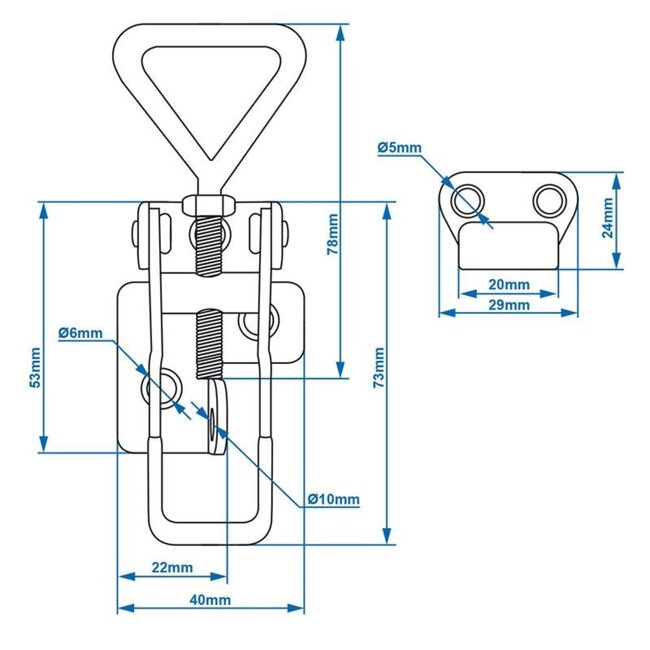 ProPlus Verstelbare spansluiting - Inclusief tegenstuk - Staal - 125 x 40 mm - Zilver