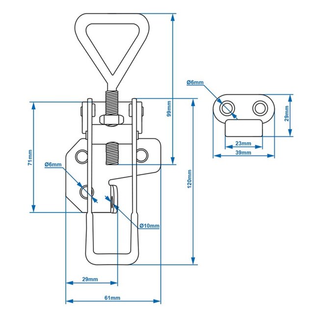 ProPlus Verstelbare spansluiting met tegenstuk - 160-180 mm - dubbele veiligheid