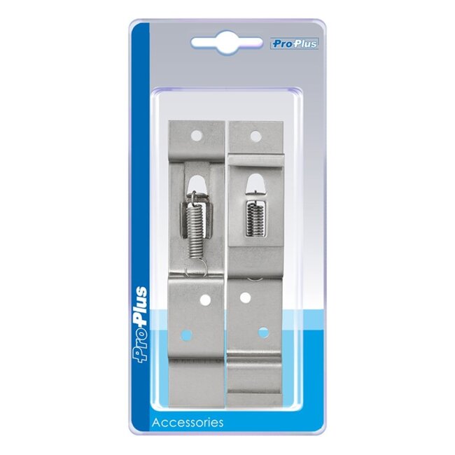 ProPlus Kentekenplaatklem met veer - RVS - Set van 2 - 124 x 24 mm - Eenvoudig wisselen