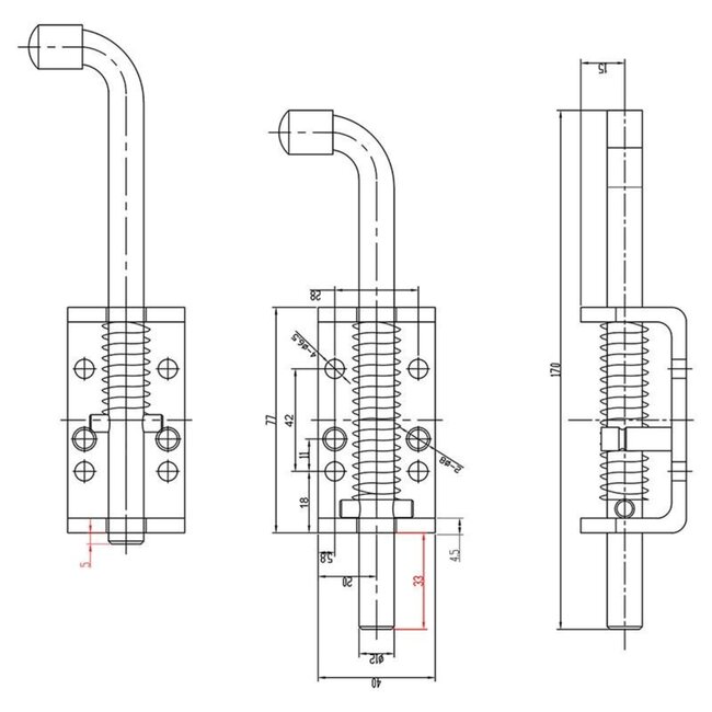 ProPlus Veergrendel - Staal - Ø 12 mm - Lengte 17 cm - Blisterverpakking