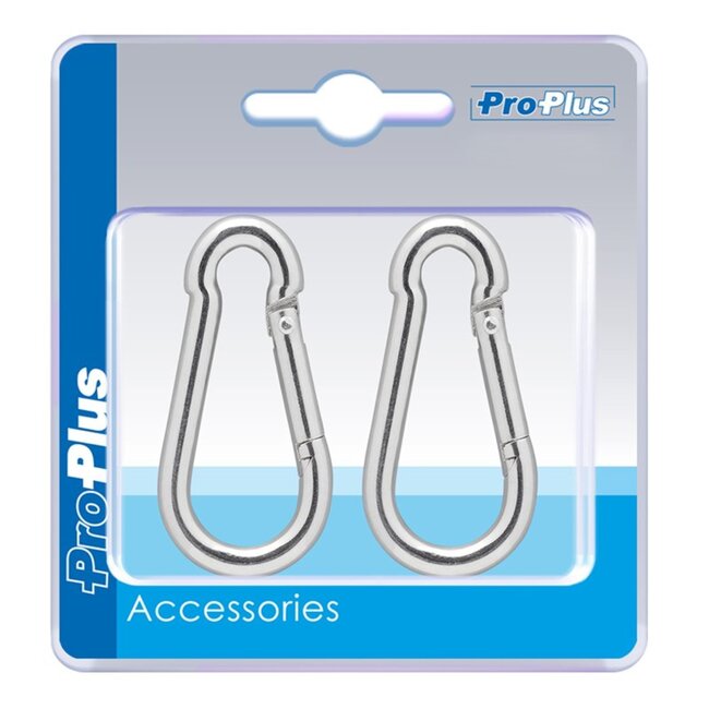 ProPlus Karabijnhaak - Metaal - Ø 6 x 60 mm - Chroom - 2 stuks