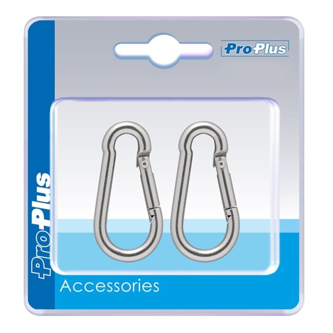 ProPlus Karabijnhaak - RVS - 5 x 50 mm - Chroom - 2 stuks