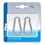 ProPlus Karabijnhaak - RVS - 5 x 50 mm - Chroom - 2 stuks