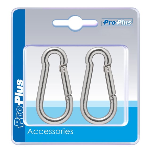 ProPlus Karabijnhaak - RVS - Ø 6 x 60 mm - 2 stuks - Chroom